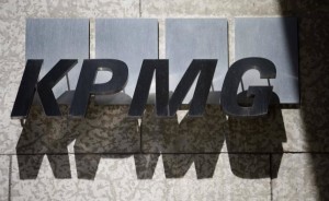 The logo of financial services company KPMG is seen on a building in Toronto