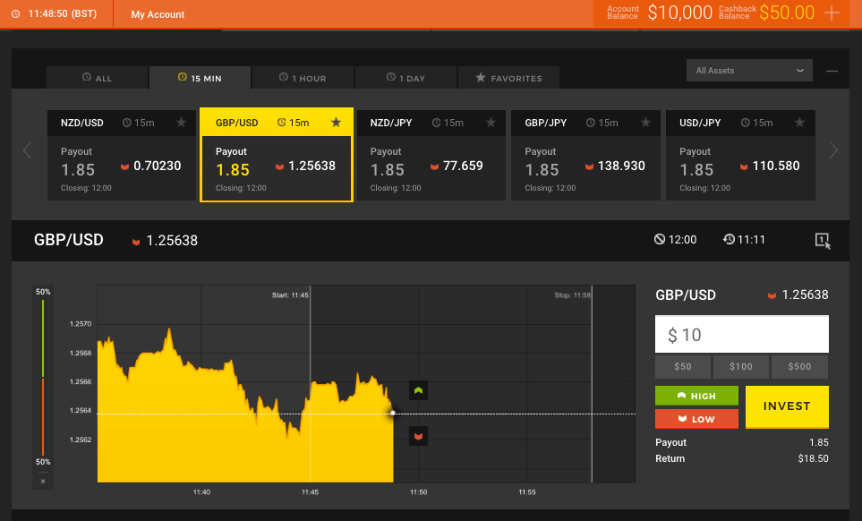 HighLow Binary Options Trading Platform