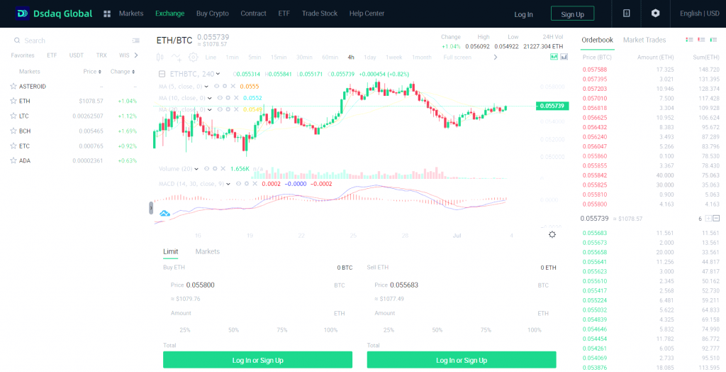 Trade crypto with Dsdaq's web-based digital currency exchange