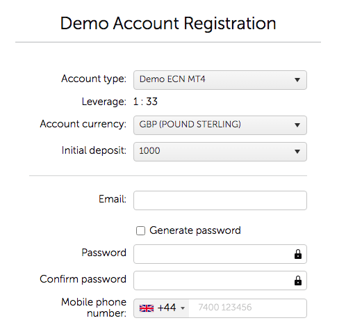 Opening a demo account on FXOpen