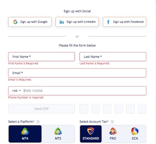 Signing up for MultiBank FX demo account