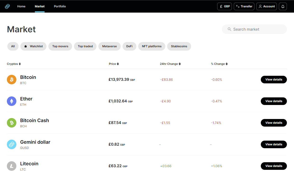 Use the Gemini Exchange to easily pick a crypto to invest in and margin options