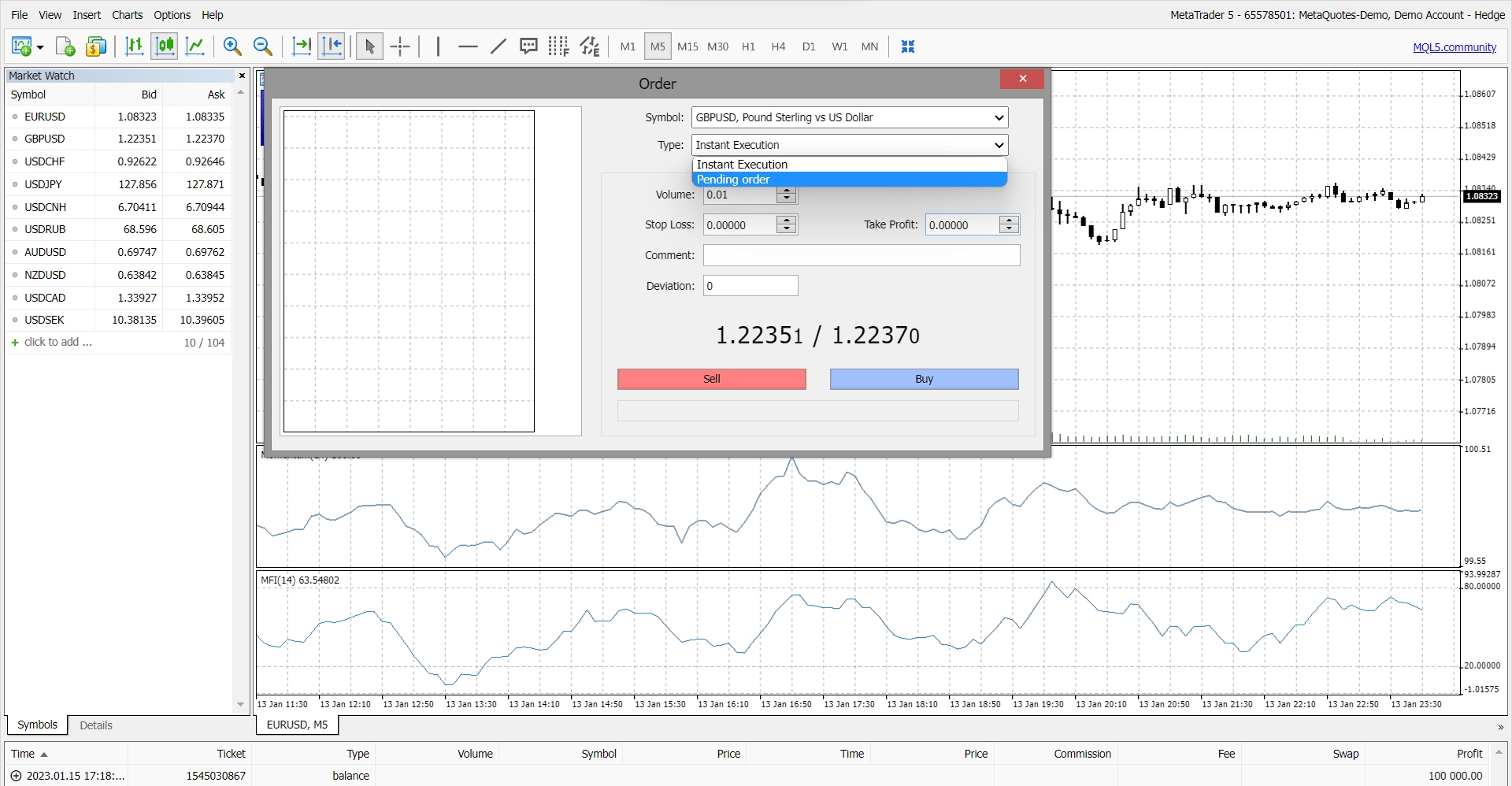 How to place a forex market order with VT Markets