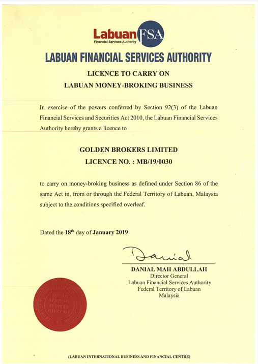 Golden Brokers' LFSA regulation licence