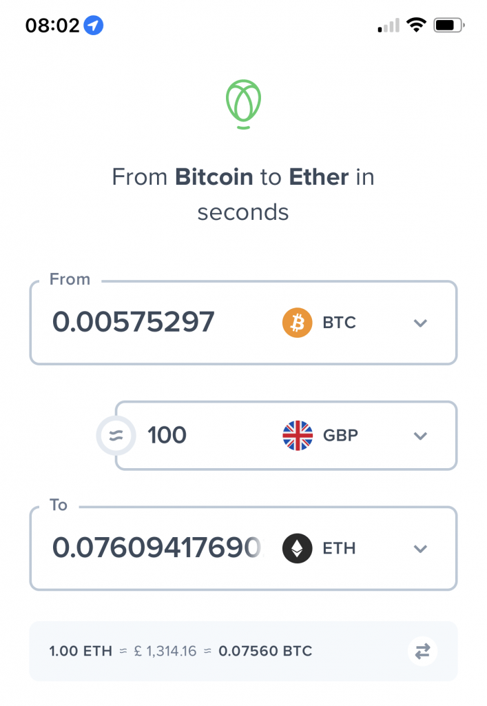 Purchase crypto using fiaat through the Uphold mobile app