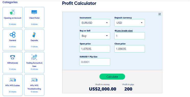 How the Blueberry Markets profit calculator works