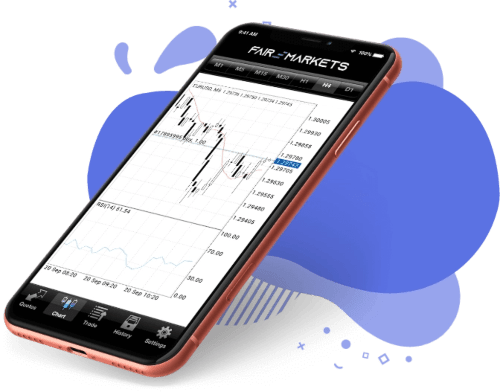 FairMarkets MetaTrader mobile app with chart