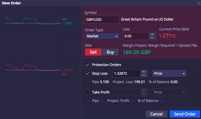 SolidusX trade order screen