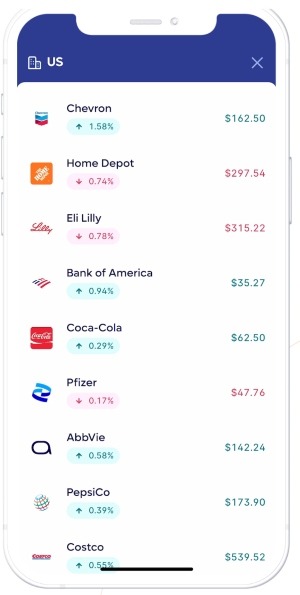 List of US stocks on Lightyear app