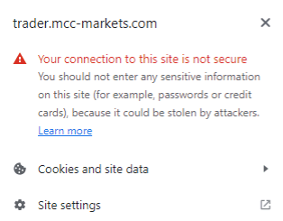 MCC Markets login security warning