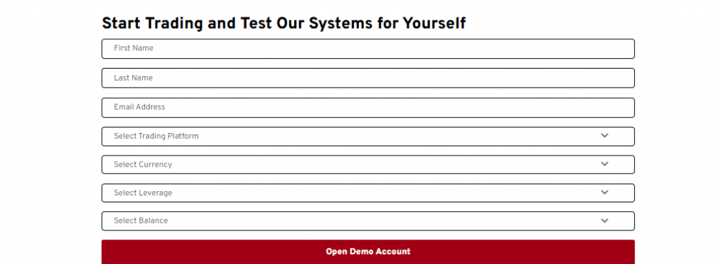 Demo account registration at OspreyFX