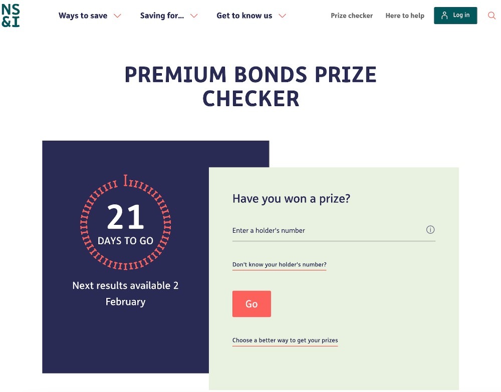 Checking UK premium bonds winnings on NS&I website