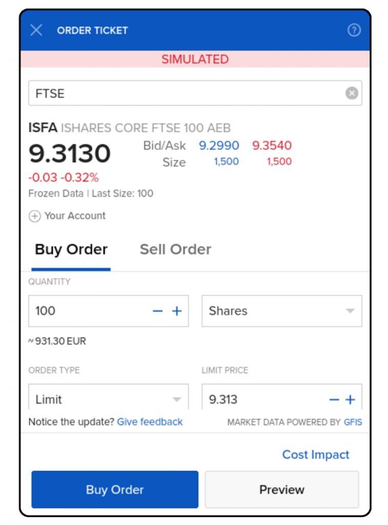 IBKR student trading lab paper account order ticket