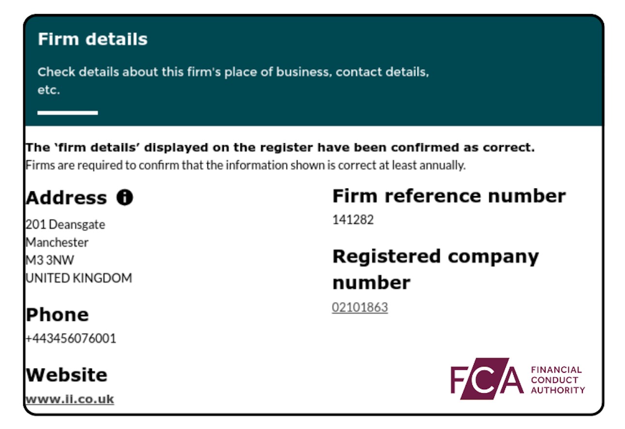 Checking ii broker on UK FCA database