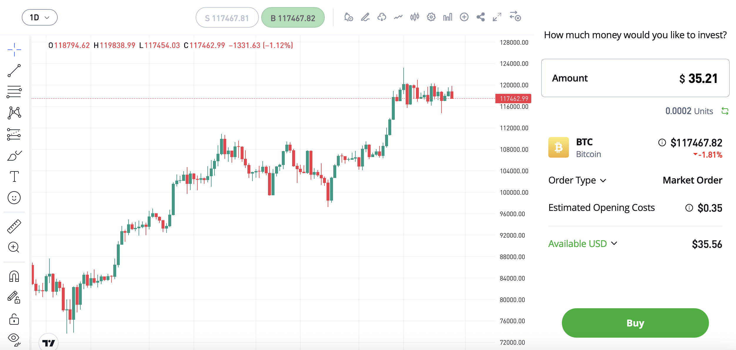 Trading BTC with eToro