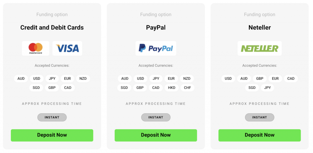deposit methods at IC Markets