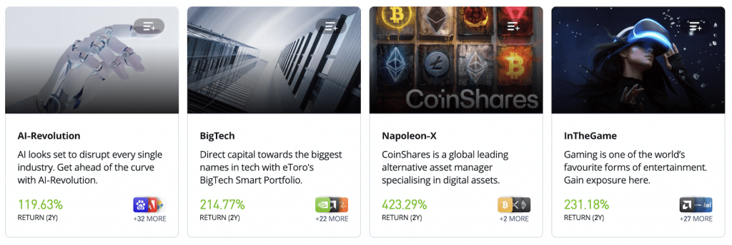 Copy trading portfolios at eToro